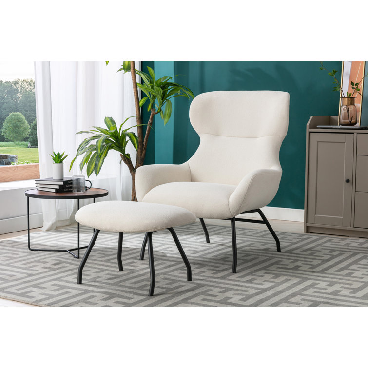 Cathalina Fabric Wingback Accent Chair with Ottoman